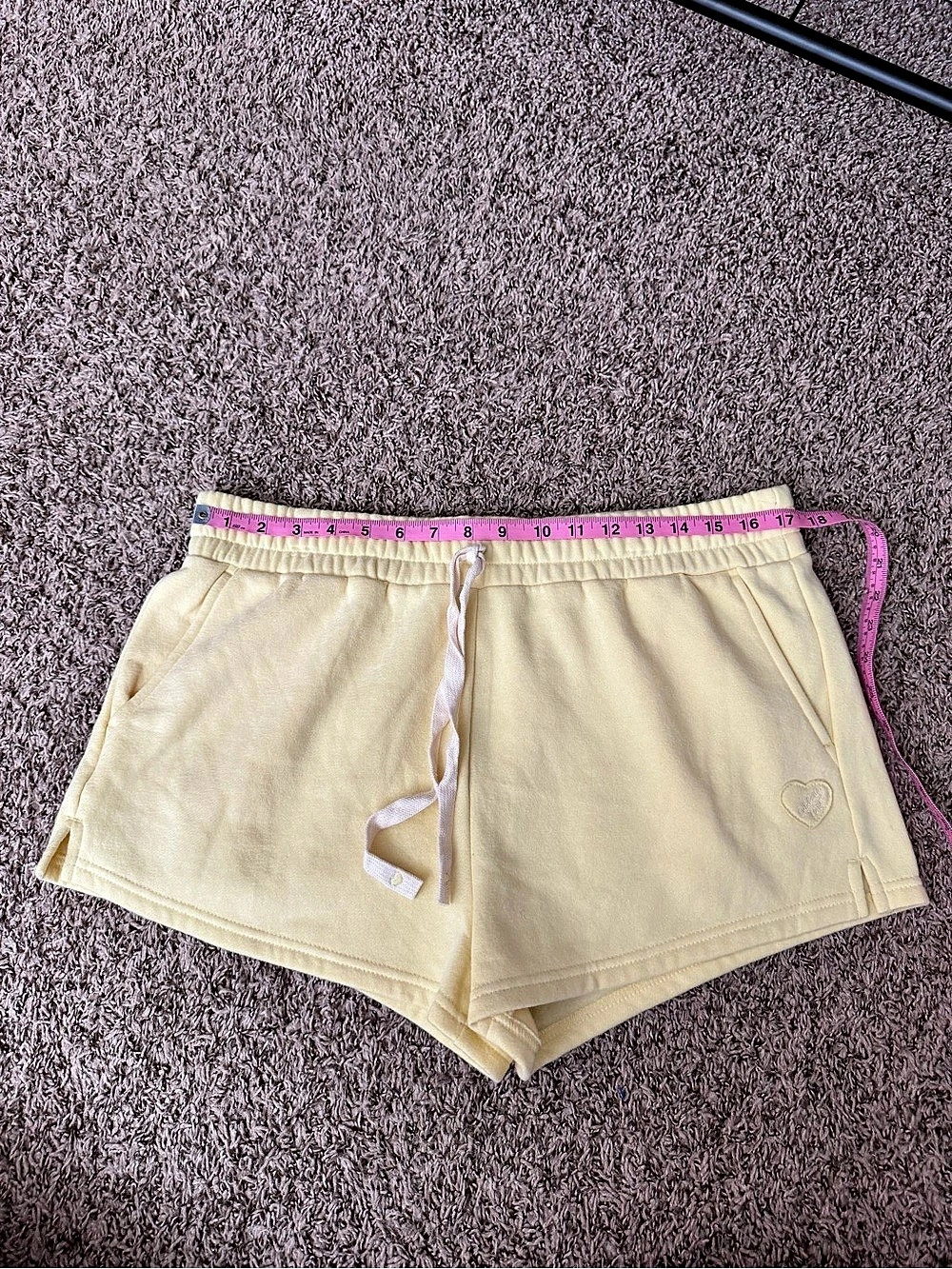 Celebrity Pink Tie Front Fleece Shorts Yellow